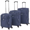 vidaXL 3 pz Set di Valigie Trolley Morbide Blu Marino