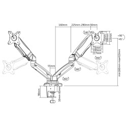 vidaXL Supporto per Monitor TV 13"-27" Braccio Doppio con Molla a Gas