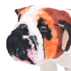 vidaXL Bulldog di Peluche Giocattolo Bianco e Marrone XXL