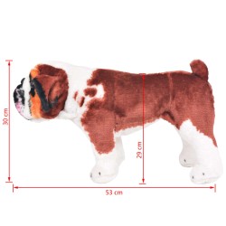 vidaXL Bulldog di Peluche Giocattolo Bianco e Marrone XXL