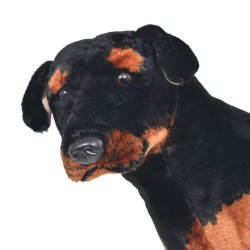 vidaXL Cane Rottweiler in Peluche in Piedi Nero e Marrone XXL