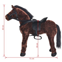 vidaXL Cavallo in Peluche in Piedi Marrone Scuro XXL