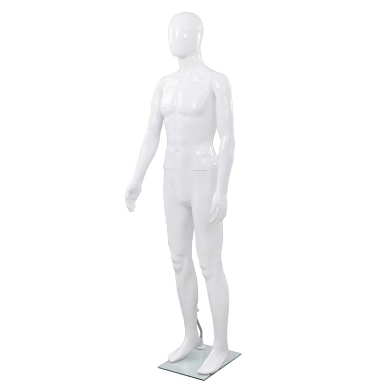 vidaXL Manichino Uomo Figura Intera Base in Vetro 185 cm Bianco Lucido 