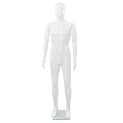 vidaXL Manichino Uomo Figura Intera Base in Vetro 185 cm Bianco Lucido 