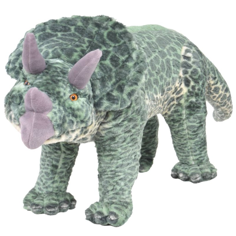 vidaXL Dinosauro Triceratops in Peluche in Piedi Verde XXL