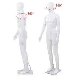 vidaXL Manichino Uomo Figura Intera Base in Vetro 185 cm Bianco Lucido 