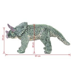 vidaXL Dinosauro Triceratops in Peluche in Piedi Verde XXL