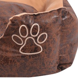 vidaXL Cuccia per Cani Cuscino Imbottito Similpelle Taglia M Marrone