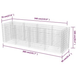 vidaXL Gabbione Letto Rialzato da Giardino in Acciaio 360x90x100 cm