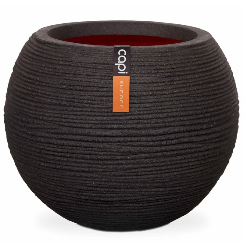 Capi Vaso a Sfera Nature Rib 40x32 cm Nero KBLR270 