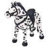 vidaXL Cavallo in Peluche in Piedi Nero e Bianco XXL