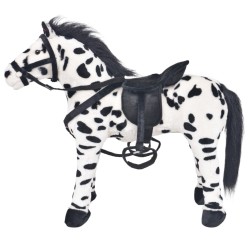 vidaXL Cavallo in Peluche in Piedi Nero e Bianco XXL