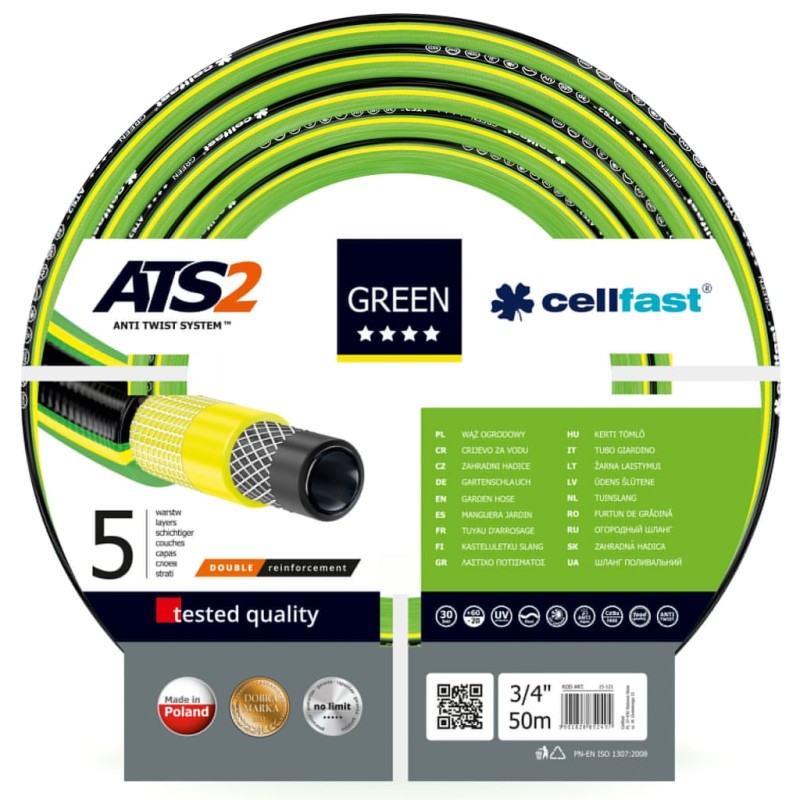 Cellfast Tubo da Giardino ATS2" 3/4" 50 m Verde