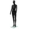 vidaXL Manichino Donna Figura Intera Base in Vetro 175 cm Nero Lucido 