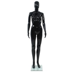 vidaXL Manichino Donna Figura Intera Base in Vetro 175 cm Nero Lucido 