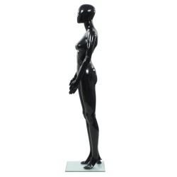 vidaXL Manichino Donna Figura Intera Base in Vetro 175 cm Nero Lucido 