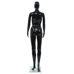 vidaXL Manichino Donna Figura Intera Base in Vetro 175 cm Nero Lucido 