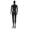 vidaXL Manichino Donna Figura Intera Base in Vetro 175 cm Nero Lucido 