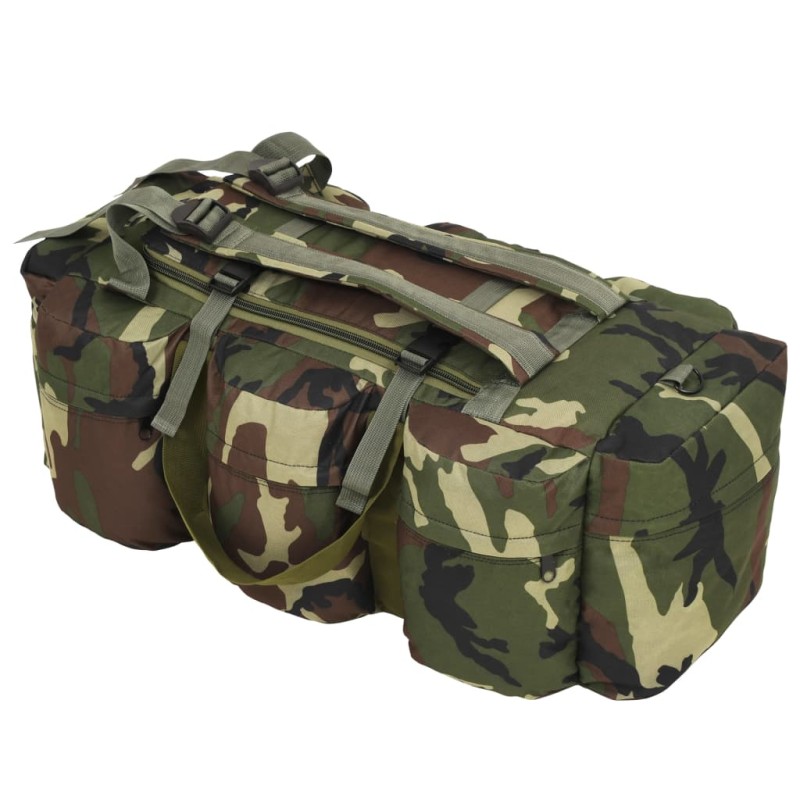 vidaXL Borsone da Viaggio Stile Militare 3 in 1 90 L Mimetico