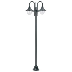 vidaXL Lampione da Giardino E27 220 cm Alluminio 3 Lampade Verde Scuro