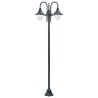 vidaXL Lampione da Giardino E27 220 cm Alluminio 3 Lampade Verde Scuro