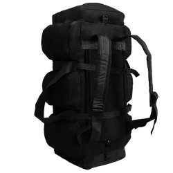 vidaXL Borsone da Viaggio Stile Militare 3 in 1 90 L Nero