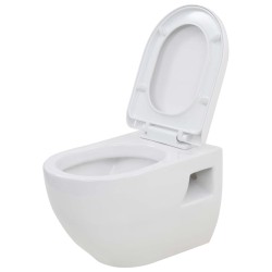 vidaXL WC Sospeso in Ceramica Bianca   