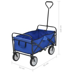 vidaXL Carrello Pieghevole a Mano in Acciaio Blu