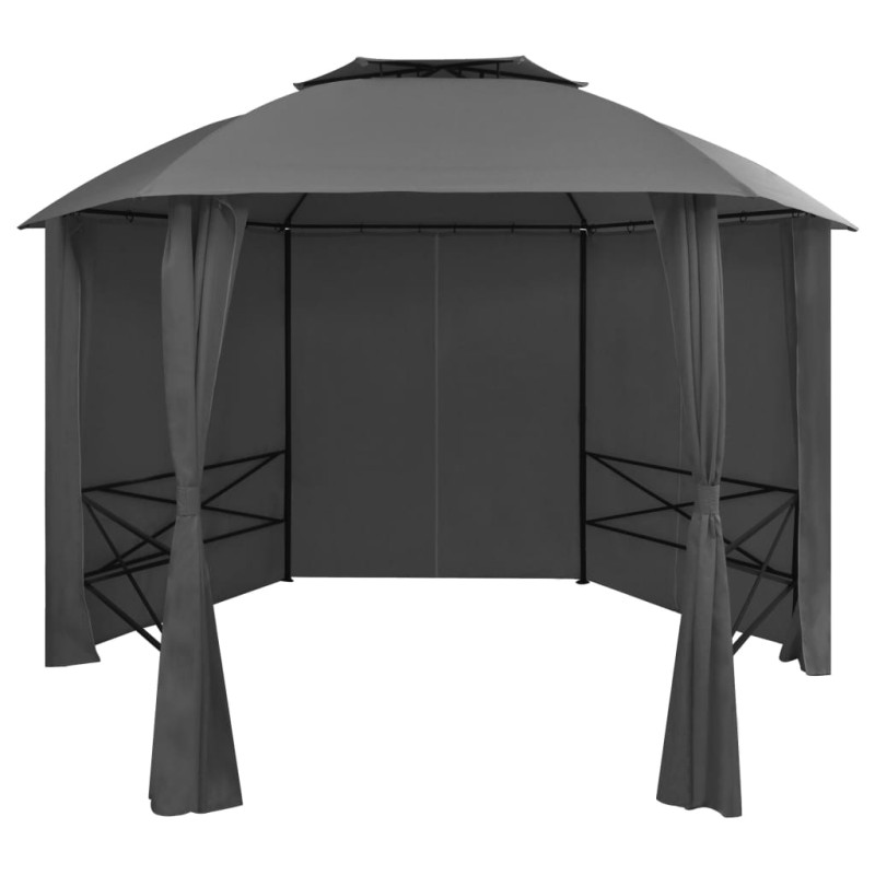 vidaXL Gazebo Padiglione da Giardino con Tende Esagonale 360x265 cm