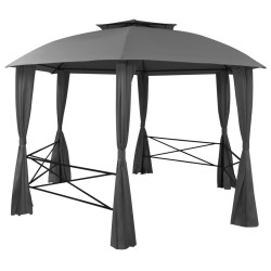 vidaXL Gazebo Padiglione da Giardino con Tende Esagonale 360x265 cm