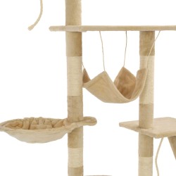 vidaXL Albero per Gatti con Tiragraffi in Sisal 230-250 cm Beige