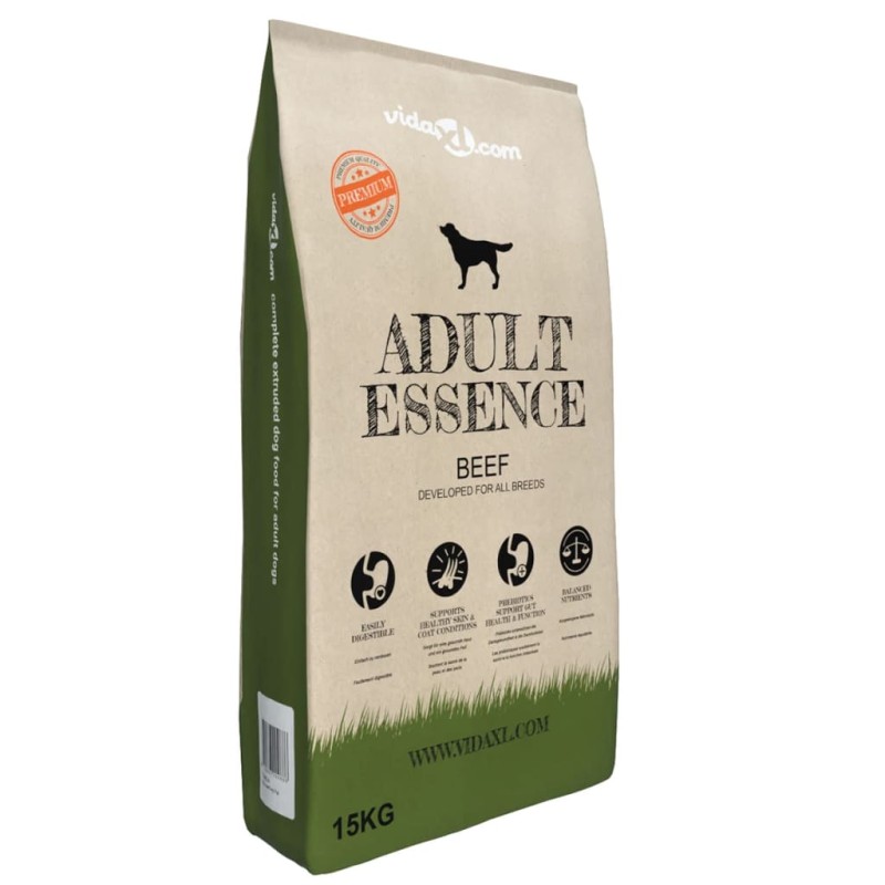 vidaXL Cibo Secco per Cani Premium Adult Essence Beef 15 kg