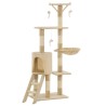 vidaXL Albero per Gatti con Tiragraffi in Sisal 138 cm Beige