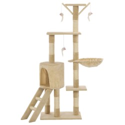 vidaXL Albero per Gatti con Tiragraffi in Sisal 138 cm Beige