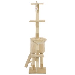 vidaXL Albero per Gatti con Tiragraffi in Sisal 138 cm Beige