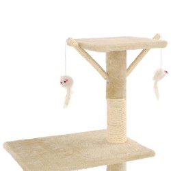 vidaXL Albero per Gatti con Tiragraffi in Sisal 138 cm Beige