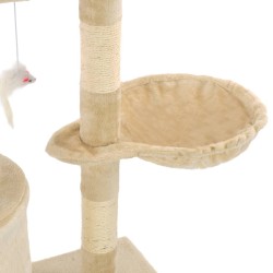 vidaXL Albero per Gatti con Tiragraffi in Sisal 138 cm Beige