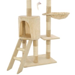 vidaXL Albero per Gatti con Tiragraffi in Sisal 138 cm Beige