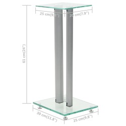 vidaXL Supporti per Altoparlanti 2pz Vetro Temperato a Colonne Argento