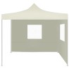 vidaXL Tenda Pieghevole con 2 Pareti 3x3 m Crema