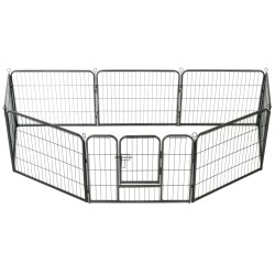 vidaXL Box per Cani con 8 Pannelli in Acciaio 60x80 cm Nero