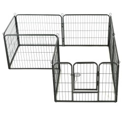 vidaXL Box per Cani con 8 Pannelli in Acciaio 60x80 cm Nero