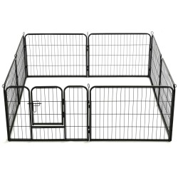 vidaXL Box per Cani con 8 Pannelli in Acciaio 60x80 cm Nero