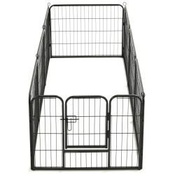 vidaXL Box per Cani con 8 Pannelli in Acciaio 60x80 cm Nero