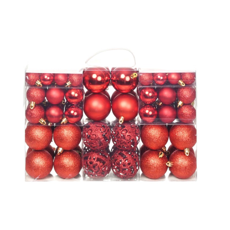 vidaXL Set Palline di Natale 100 pz 3/4/6 cm Rosse