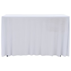 vidaXL Copertura Elastica per Tavolo con Gonna 2 pz 243x76x74cm Bianco