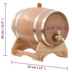 vidaXL Barilotto di Vino con Spina in Legno Massello di Rovere 12 L