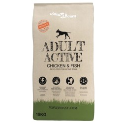 vidaXL Cibo Secco per Cani Premium Adult Active Chicken & Fish 15 kg