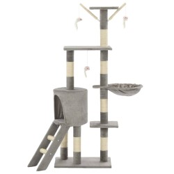 vidaXL Albero per Gatti con Tiragraffi in Sisal 138 cm Grigio