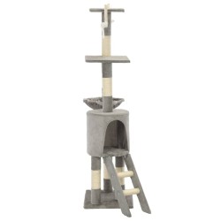 vidaXL Albero per Gatti con Tiragraffi in Sisal 138 cm Grigio